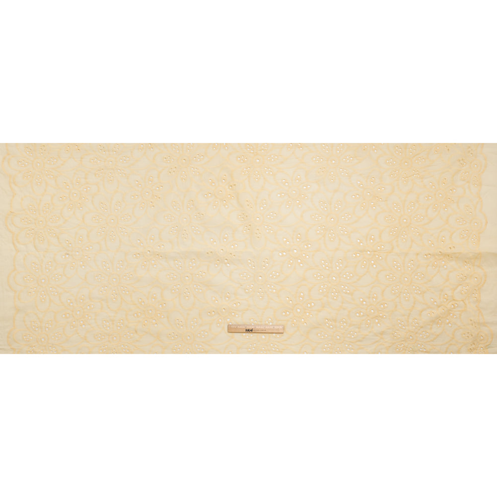 Embroidered Eyelet Cotton Voile - Vanilla Big Flowers - Naomi Collection Embroidered Eyelet Cotton Voile - Vanilla Big Flowers - Naomi Collection