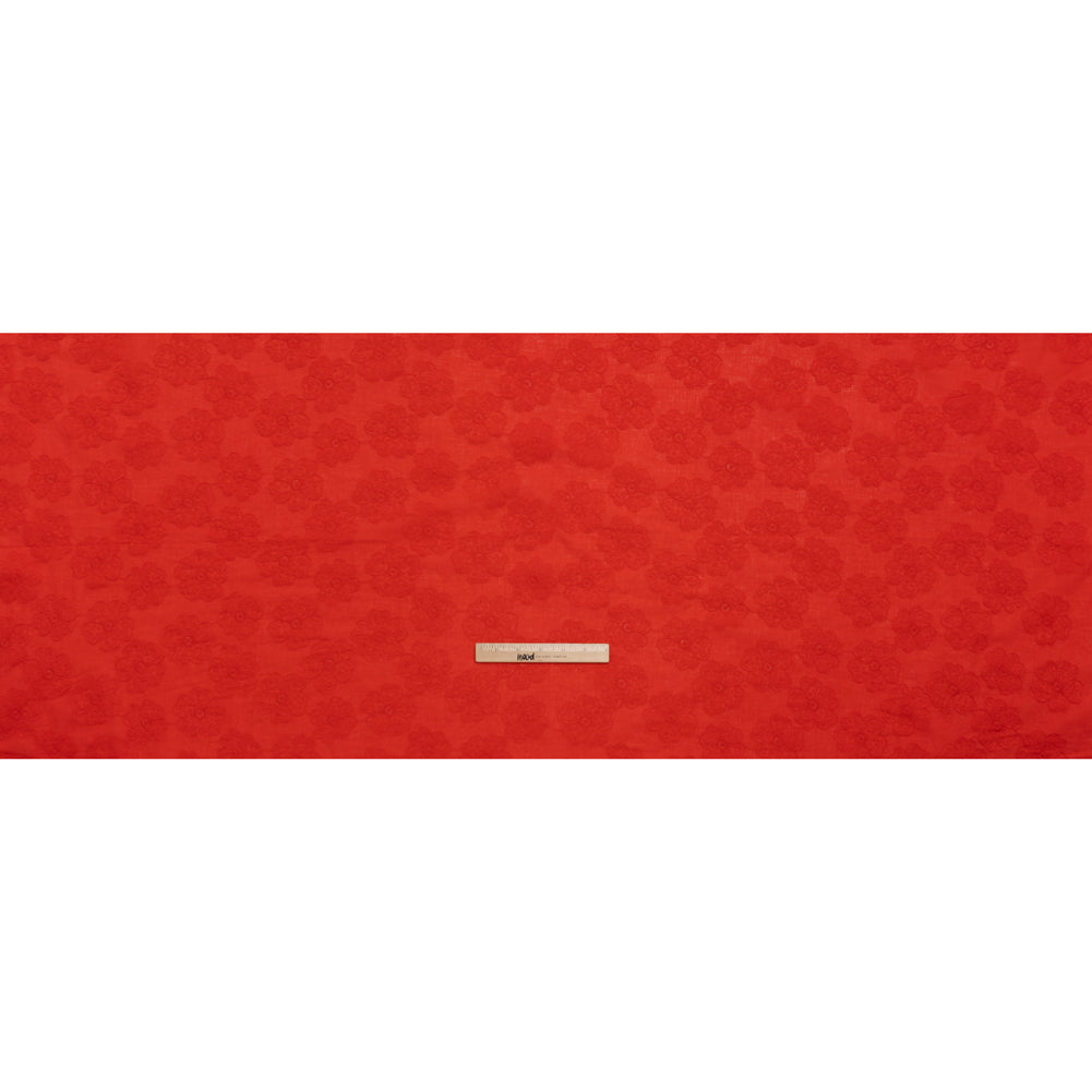 Embroidered Eyelet Cotton Voile - Red Big Tossed Flowers - Naomi Collection Embroidered Eyelet Cotton Voile - Red Big Tossed Flowers - Naomi Collection