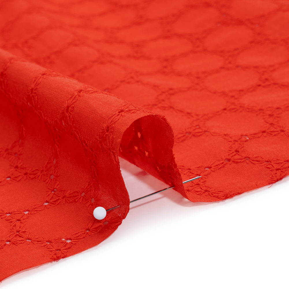 Embroidered Eyelet Cotton Voile - Red Circles of Circles - Naomi Collection Embroidered Eyelet Cotton Voile - Red Circles of Circles - Naomi Collection