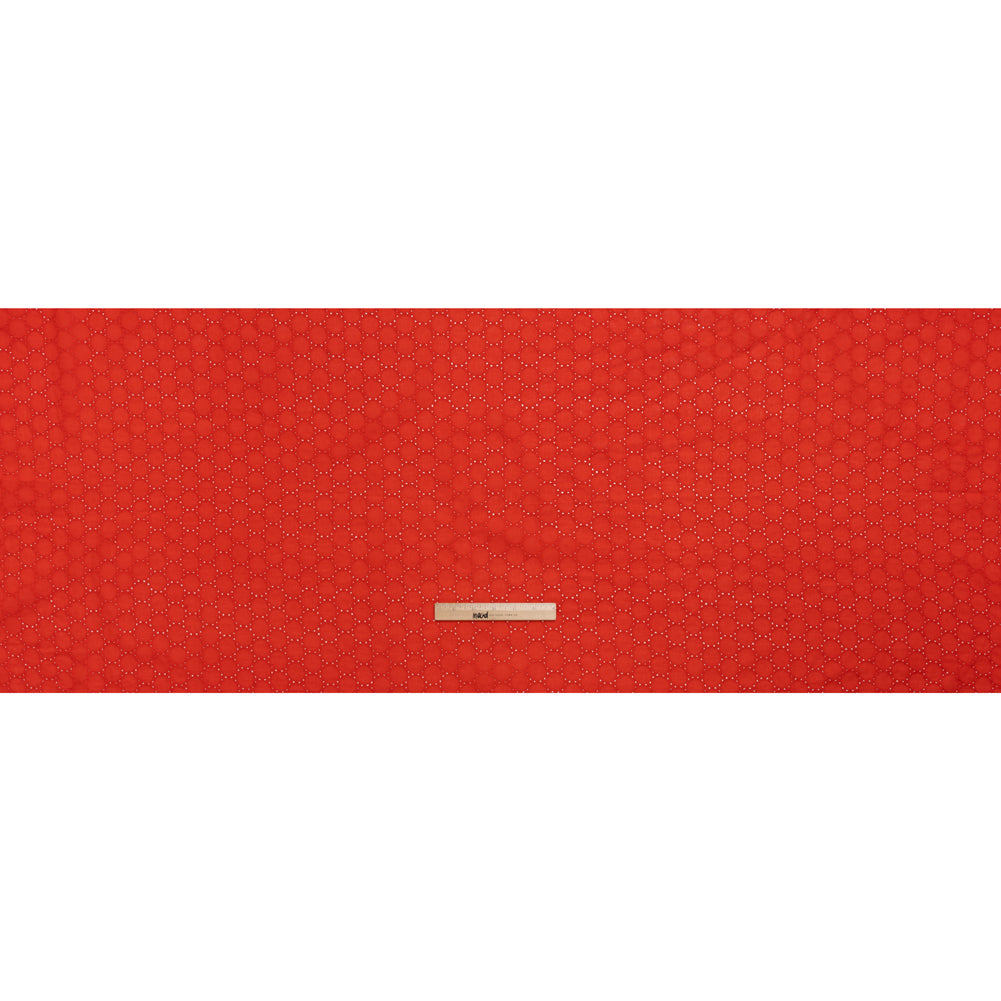Embroidered Eyelet Cotton Voile - Red Circles of Circles - Naomi Collection Embroidered Eyelet Cotton Voile - Red Circles of Circles - Naomi Collection