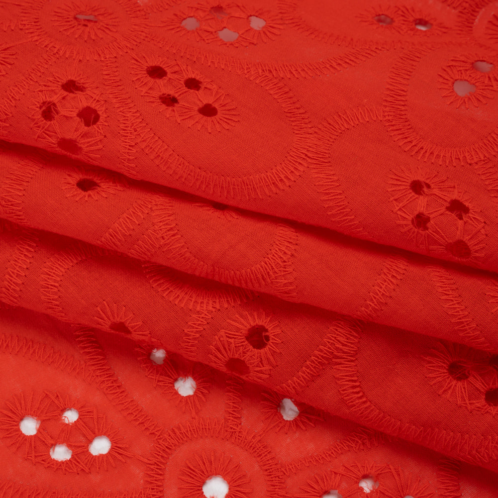 Embroidered Eyelet Cotton Voile - Red Big Flowers - Naomi Collection Embroidered Eyelet Cotton Voile - Red Big Flowers - Naomi Collection