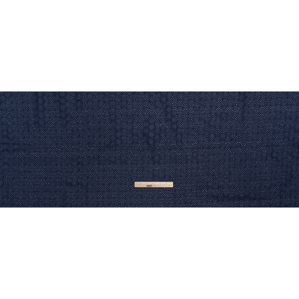 Embroidered Eyelet Cotton Voile - Medieval Blue Circles of Circles - Naomi Collection Embroidered Eyelet Cotton Voile - Medieval Blue Circles of Circles - Naomi Collection