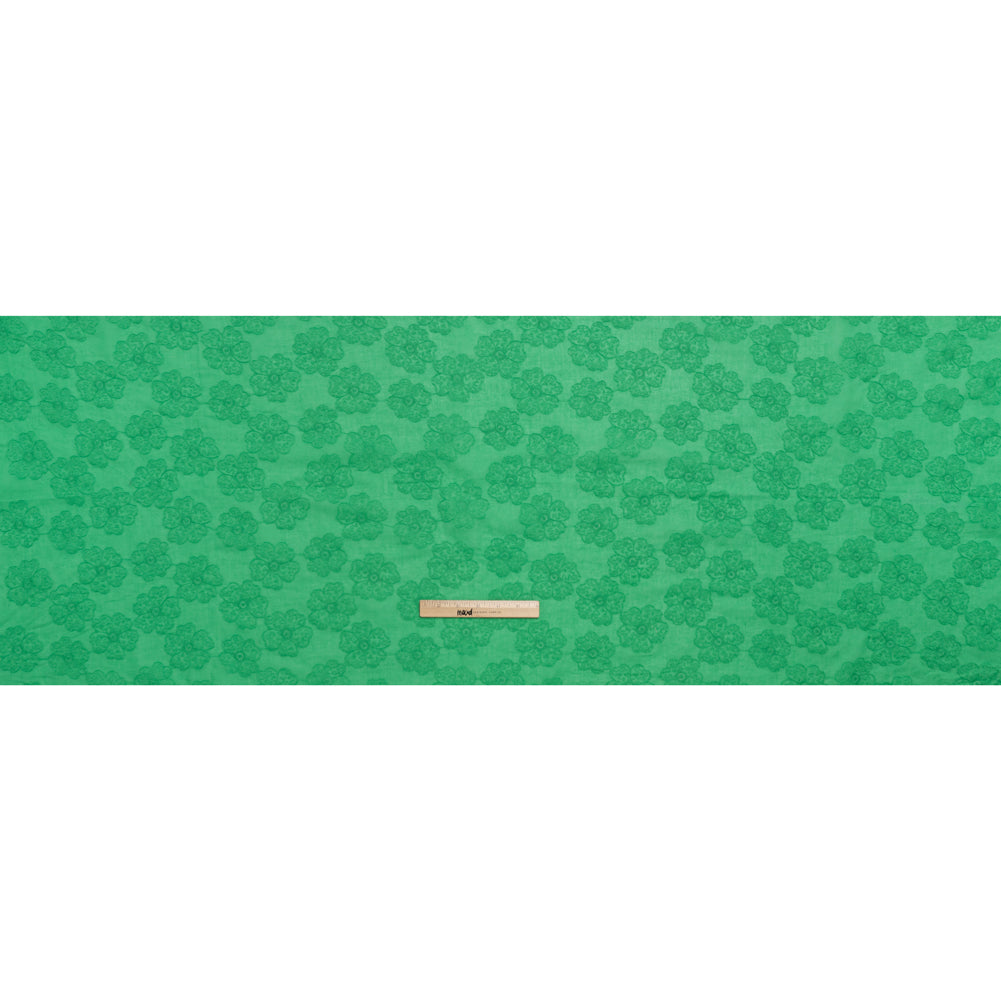 Embroidered Eyelet Cotton Voile - Ming Green Big Tossed Flowers - Naomi Collection Embroidered Eyelet Cotton Voile - Ming Green Big Tossed Flowers - Naomi Collection