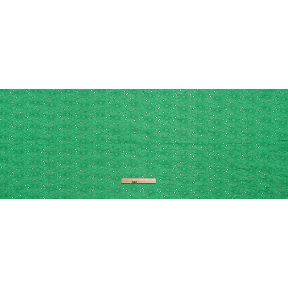 Embroidered Eyelet Cotton Voile - Ming Green All-Over Flowers - Naomi Collection Embroidered Eyelet Cotton Voile - Ming Green All-Over Flowers - Naomi Collection