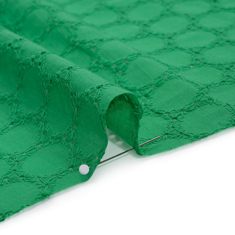 Embroidered Eyelet Cotton Voile - Ming Green Circles of Circles - Naomi Collection Embroidered Eyelet Cotton Voile - Ming Green Circles of Circles - Naomi Collection