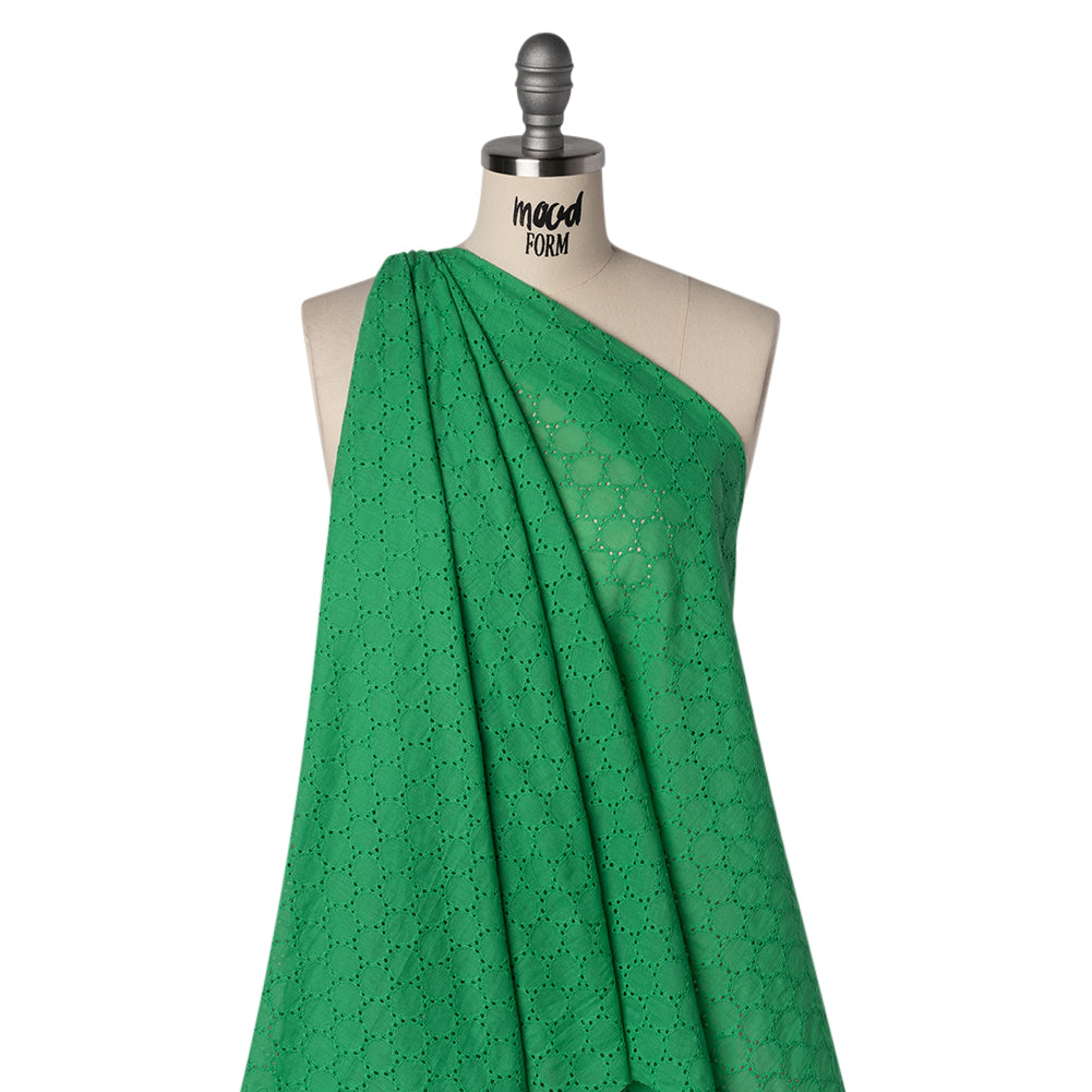 Embroidered Eyelet Cotton Voile - Ming Green Circles of Circles - Naomi Collection Embroidered Eyelet Cotton Voile - Ming Green Circles of Circles - Naomi Collection