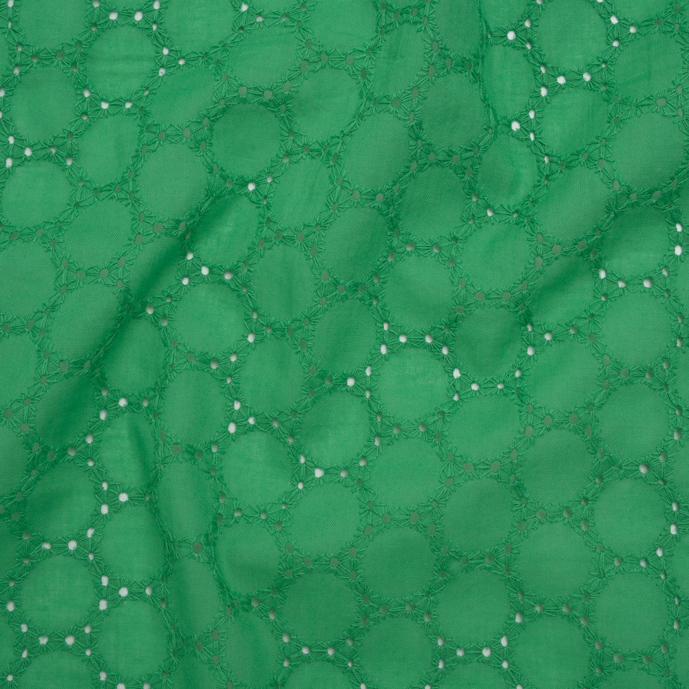 Embroidered Eyelet Cotton Voile - Ming Green Circles of Circles - Naomi Collection Embroidered Eyelet Cotton Voile - Ming Green Circles of Circles - Naomi Collection