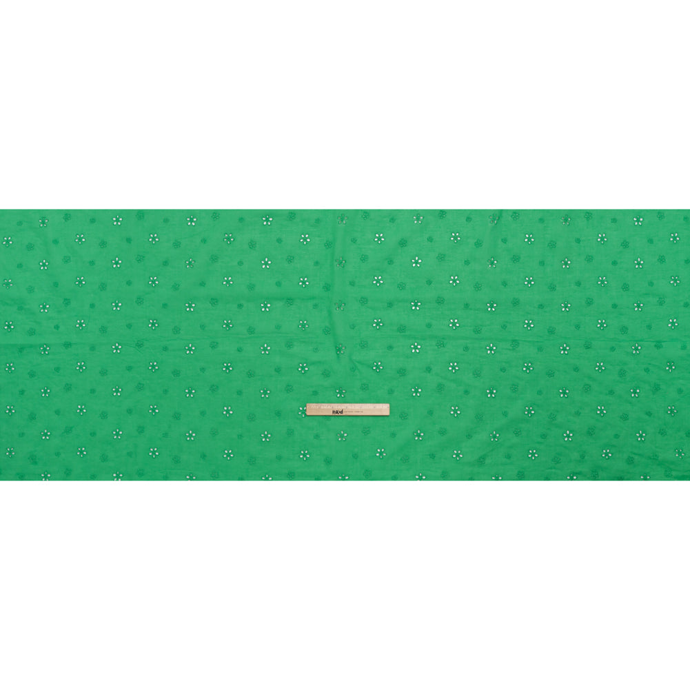 Embroidered Eyelet Cotton Voile - Ming Green Floating Flowers - Naomi Collection Embroidered Eyelet Cotton Voile - Ming Green Floating Flowers - Naomi Collection