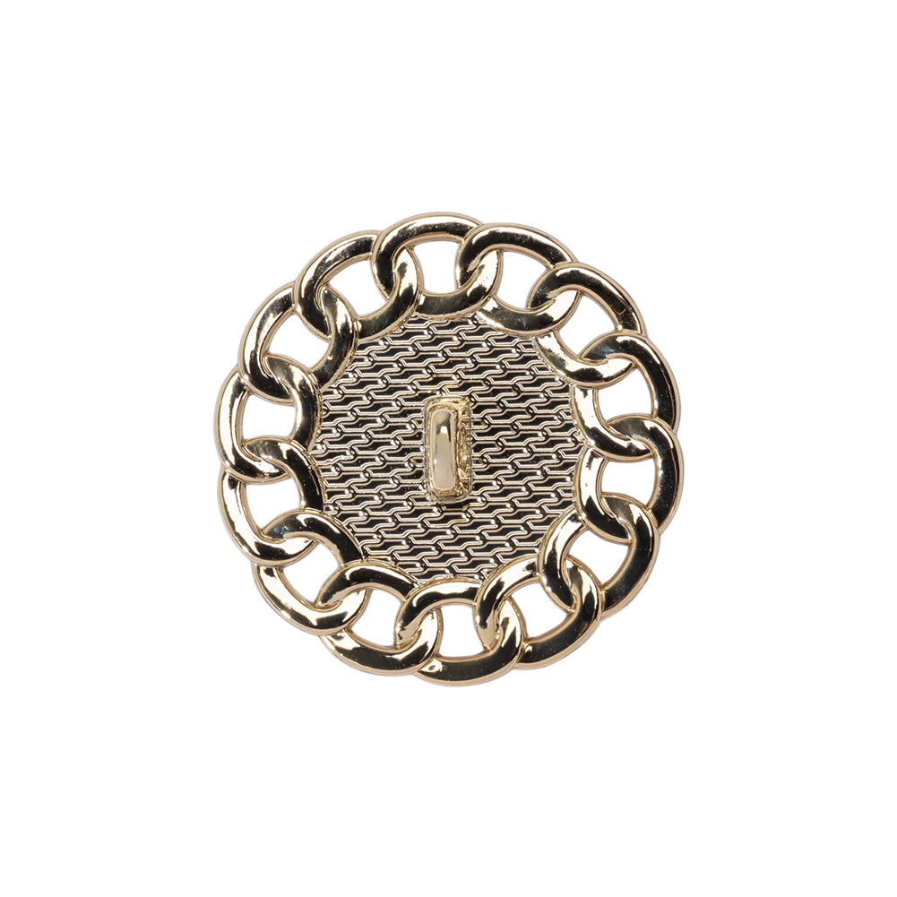 Chain Petal Floral Shank Back Button with Pearl Center - 36L/23mm - Gold and White Chain Petal Floral Shank Back Button with Pearl Center - 36L/23mm - Gold and White