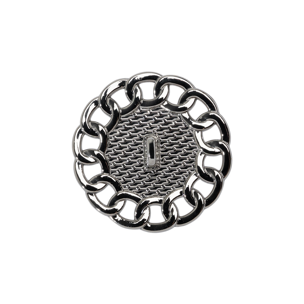 Chain Petal Floral Shank Back Button with Pearl Center - 36L/23mm - Nickel and White Chain Petal Floral Shank Back Button with Pearl Center - 36L/23mm - Nickel and White