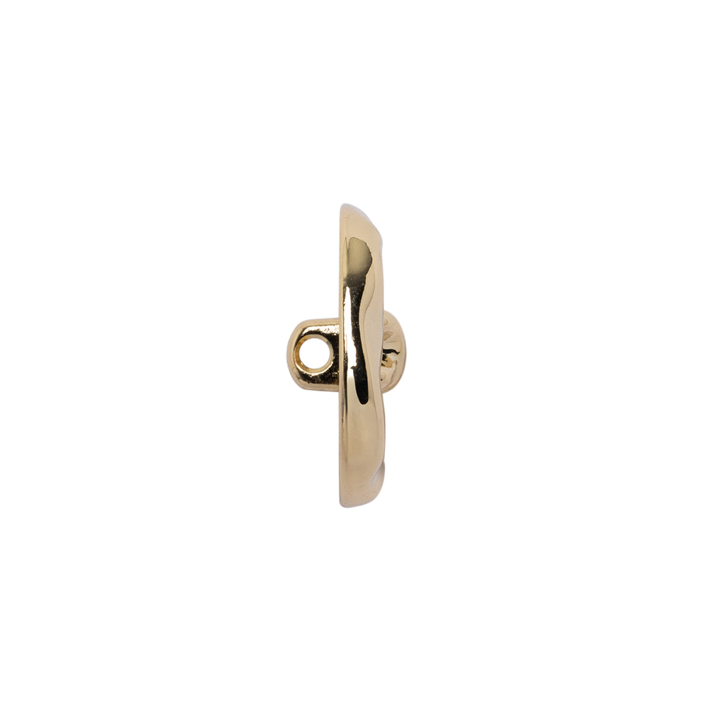 Organic Puffy Faux Four-Hole with Stitching Shank Back Button - 28L/18mm - Gold Organic Puffy Faux Four-Hole with Stitching Shank Back Button - 28L/18mm - Gold