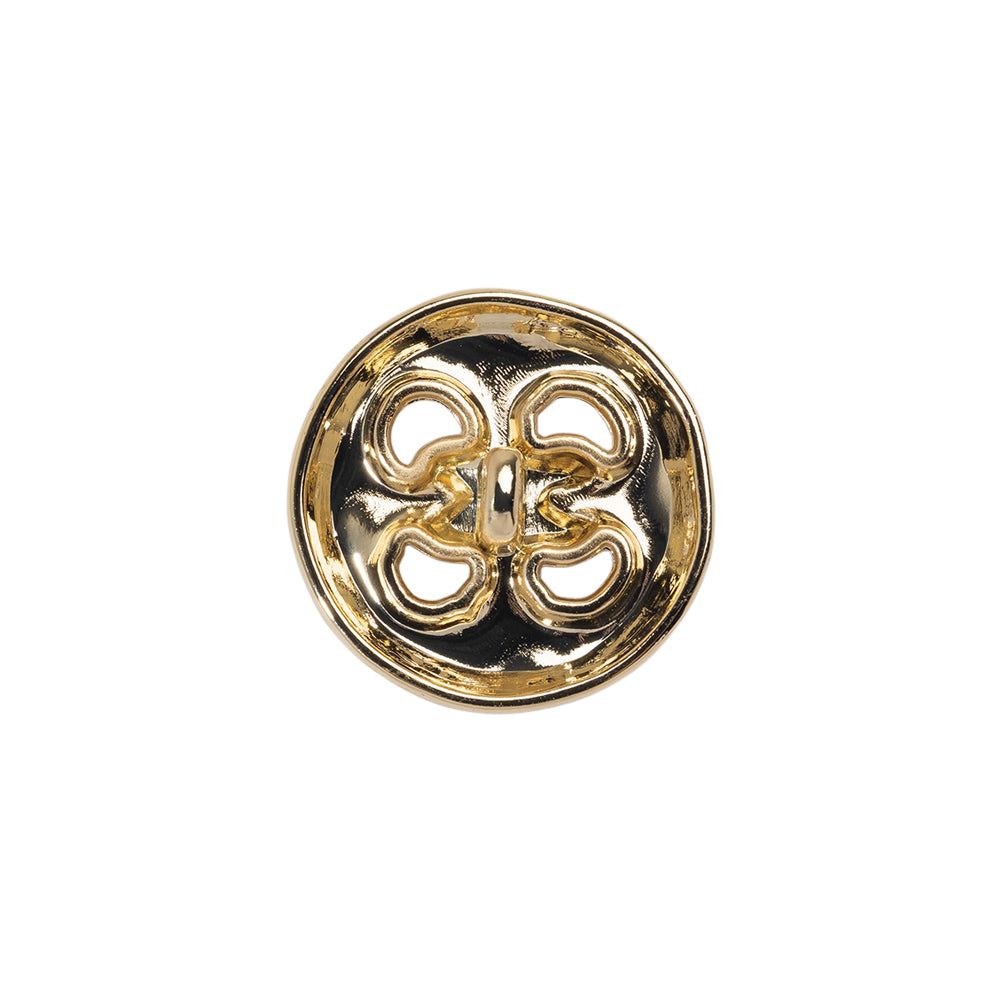 Organic Puffy Faux Four-Hole with Stitching Shank Back Button - 28L/18mm - Gold Organic Puffy Faux Four-Hole with Stitching Shank Back Button - 28L/18mm - Gold