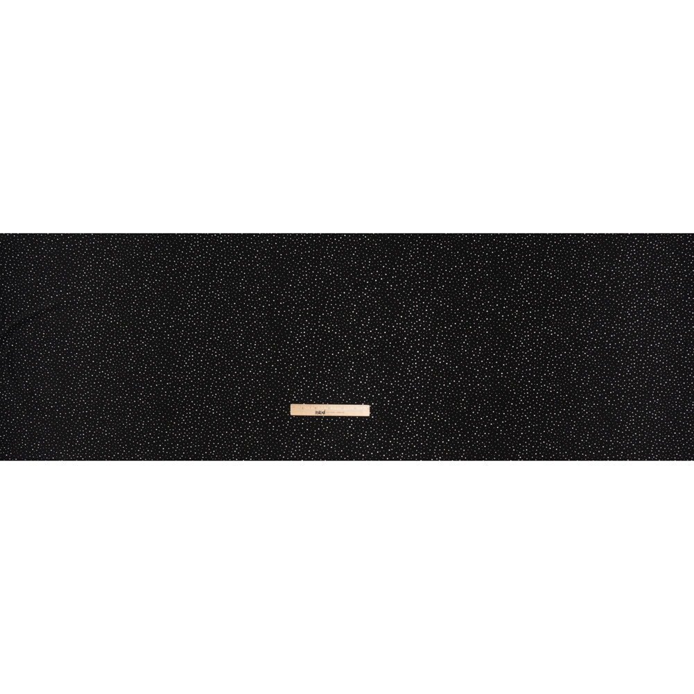 Metallic Stretch Polyester Jersey - Black and Silver Spots - Designer Deadstock - Full Metallic Stretch Polyester Jersey - Black and Silver Spots - Designer Deadstock - Full