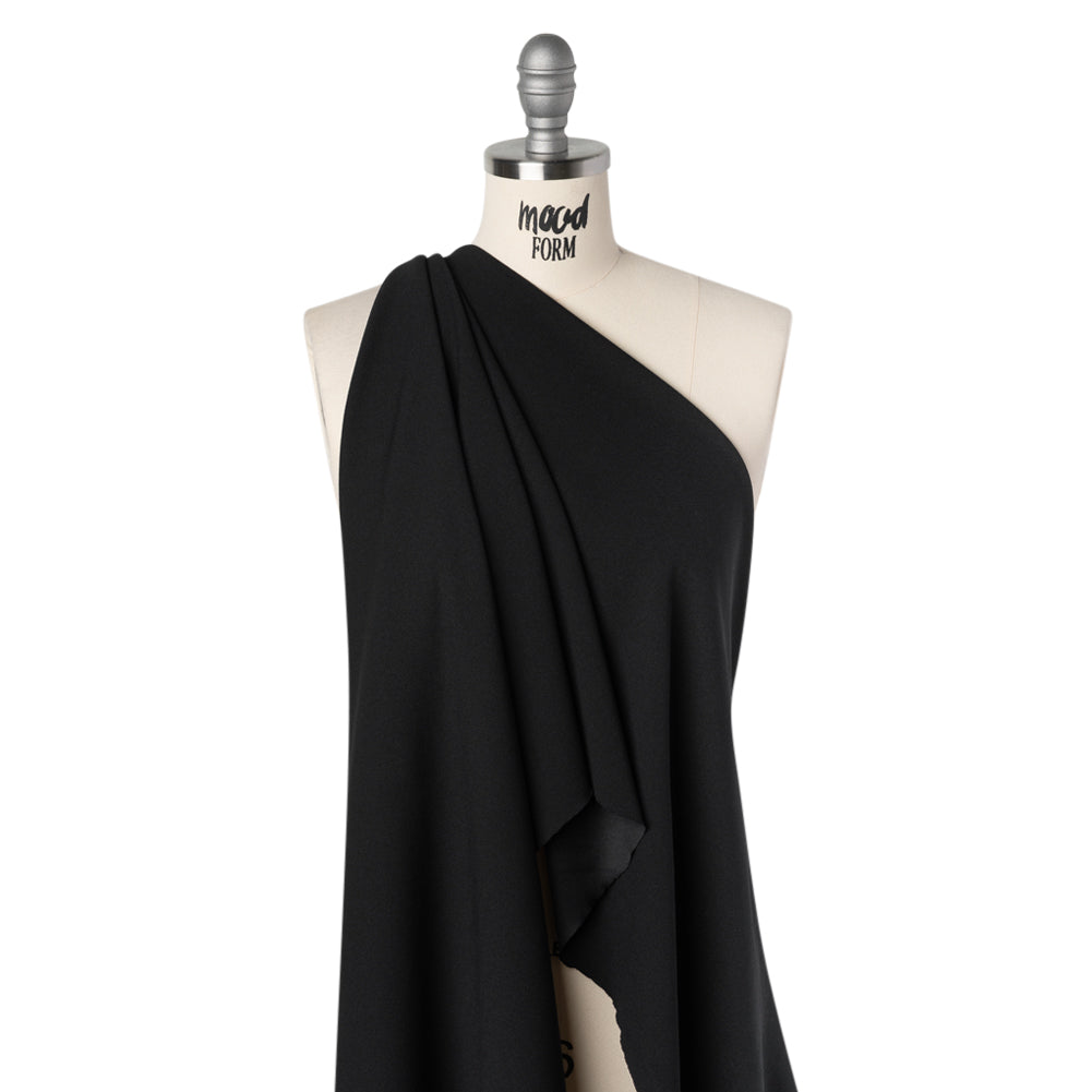 Stretch Polyester Crepe Scuba Knit - Black - Designer Deadstock - Drape Stretch Polyester Crepe Scuba Knit - Black - Designer Deadstock - Drape