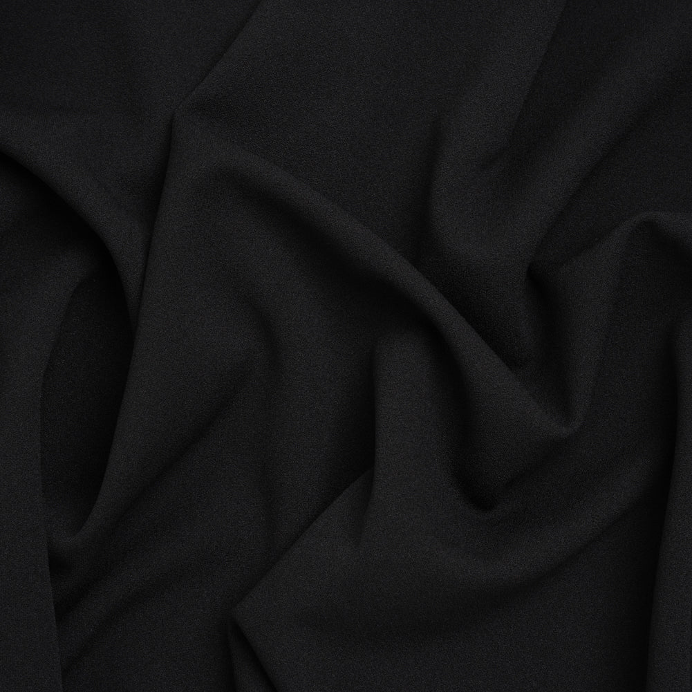 Stretch Polyester Crepe Scuba Knit - Black - Designer Deadstock Stretch Polyester Crepe Scuba Knit - Black - Designer Deadstock