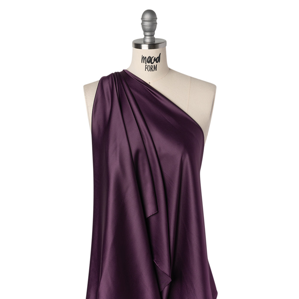 Stretch Polyester Charmeuse - Lush Purple - Designer Deadstock - Drape Stretch Polyester Charmeuse - Lush Purple - Designer Deadstock - Drape
