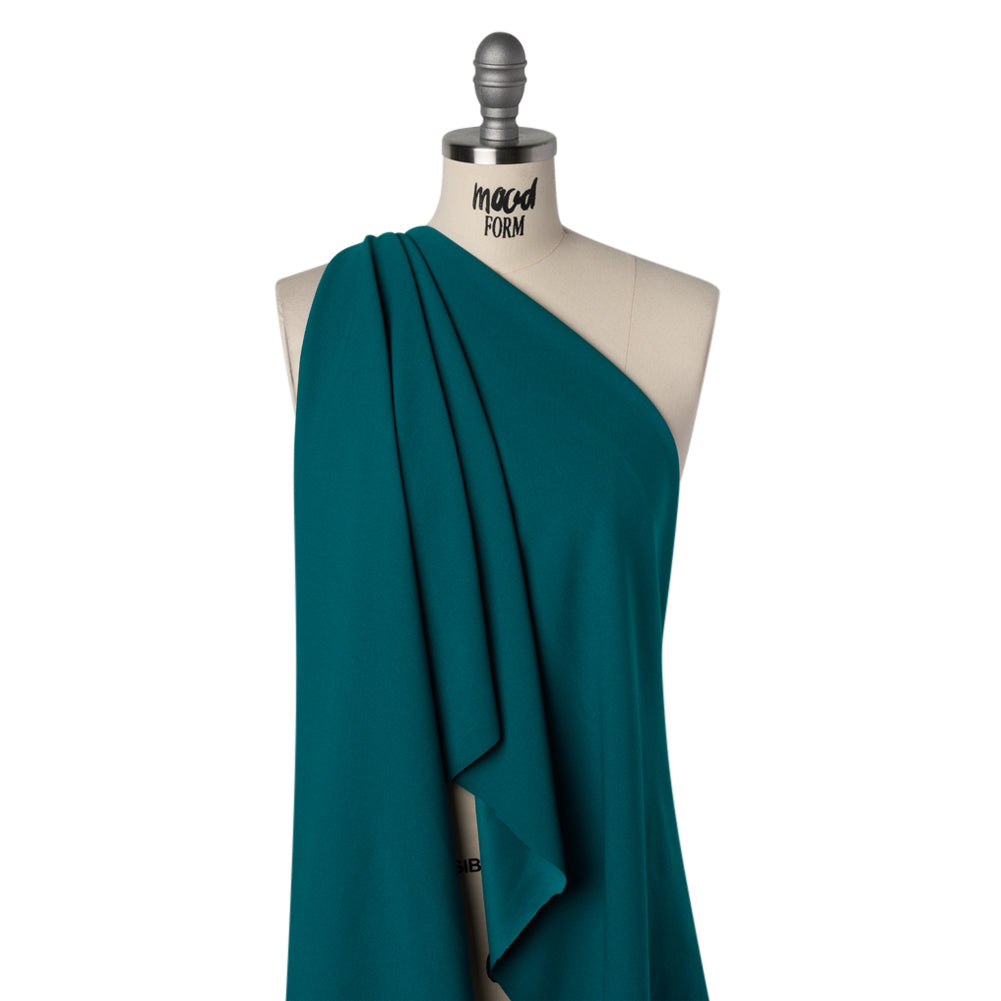 Stretch Polyester Crepe Scuba Knit -Teal Blue - Designer Deadstock - Drape Stretch Polyester Crepe Scuba Knit -Teal Blue - Designer Deadstock - Drape