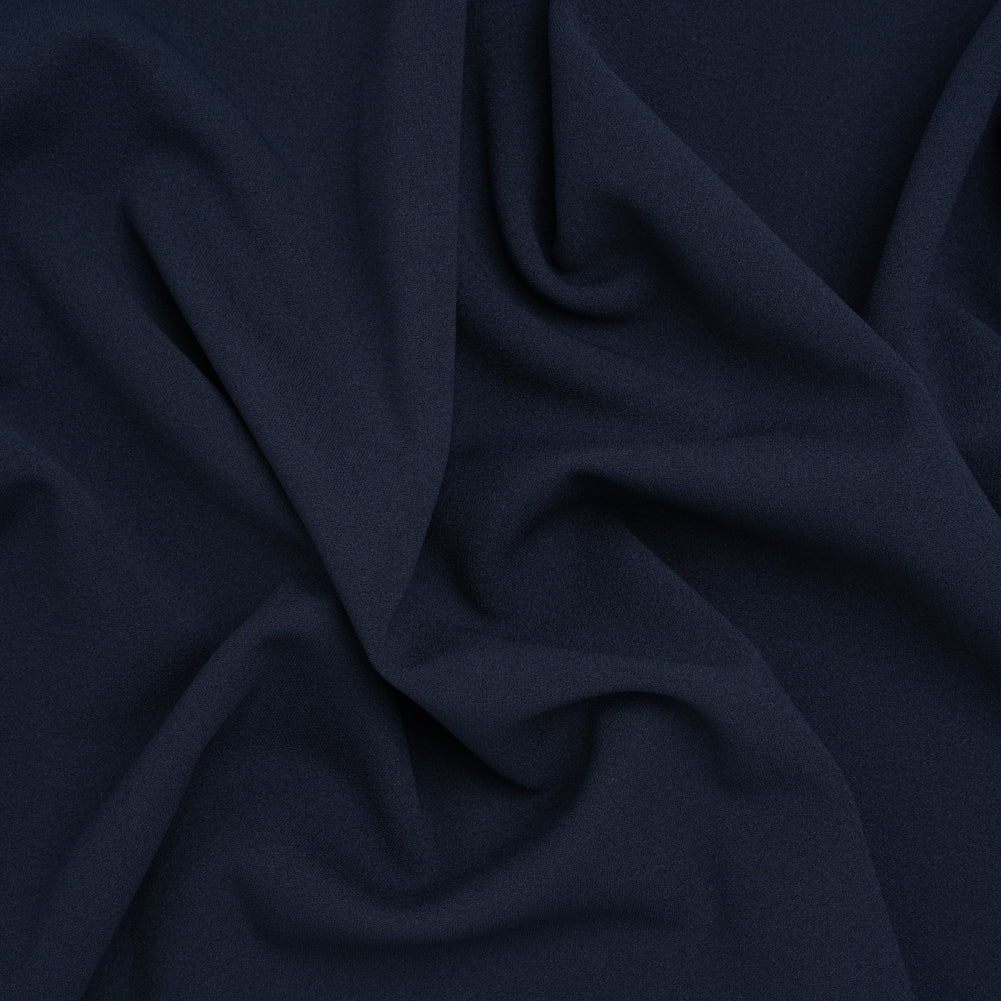 Stretch Polyester Crepe Double Knit - Deep Blue - Designer Deadstock Stretch Polyester Crepe Double Knit - Deep Blue - Designer Deadstock
