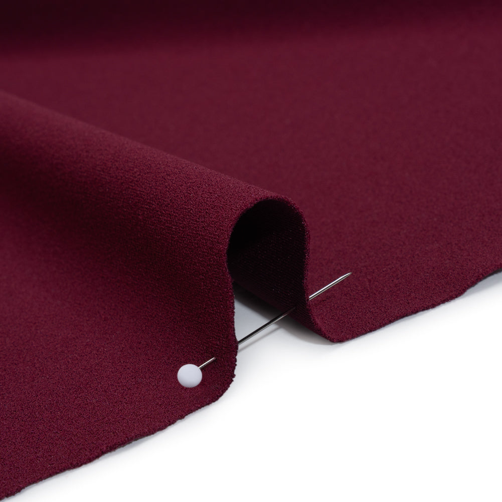 Stretch Polyester Crepe Scuba Knit - Berry Purple - Designer Deadstock - Detail Stretch Polyester Crepe Scuba Knit - Berry Purple - Designer Deadstock - Detail