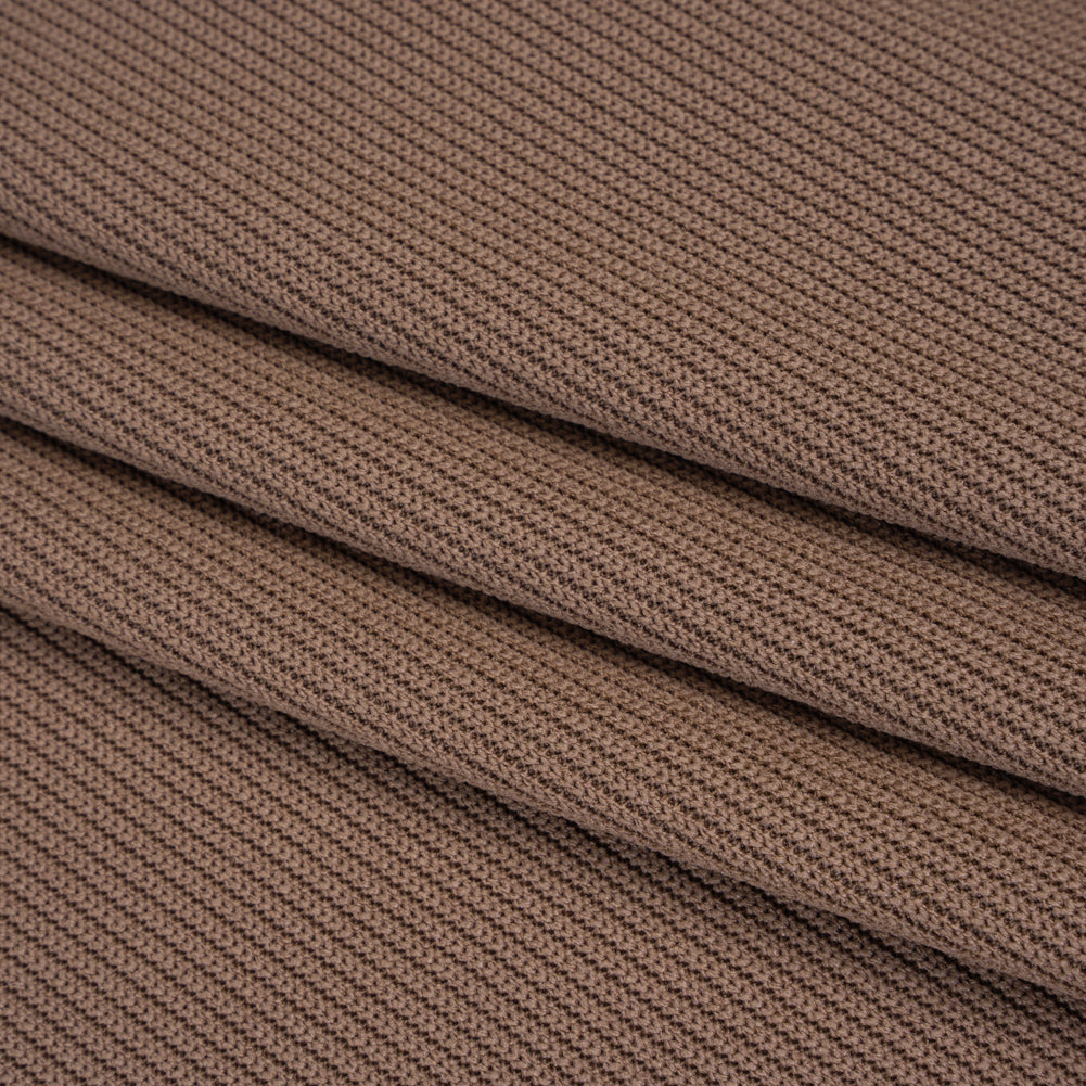 Stretch Polyester Ribbed Double Knit - Saddle Brown - Designer Deadstock - Folded Stretch Polyester Ribbed Double Knit - Saddle Brown - Designer Deadstock - Folded