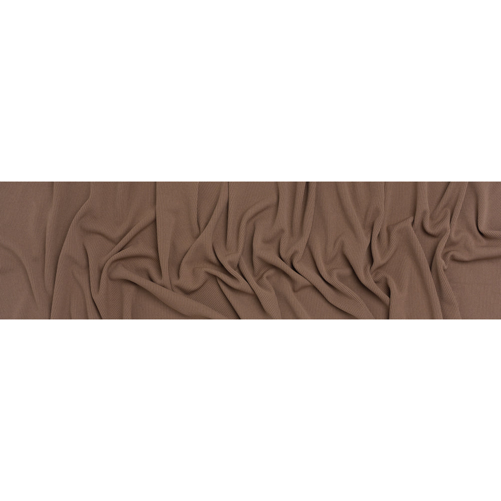 Stretch Polyester Ribbed Double Knit - Saddle Brown - Designer Deadstock - Full Stretch Polyester Ribbed Double Knit - Saddle Brown - Designer Deadstock - Full