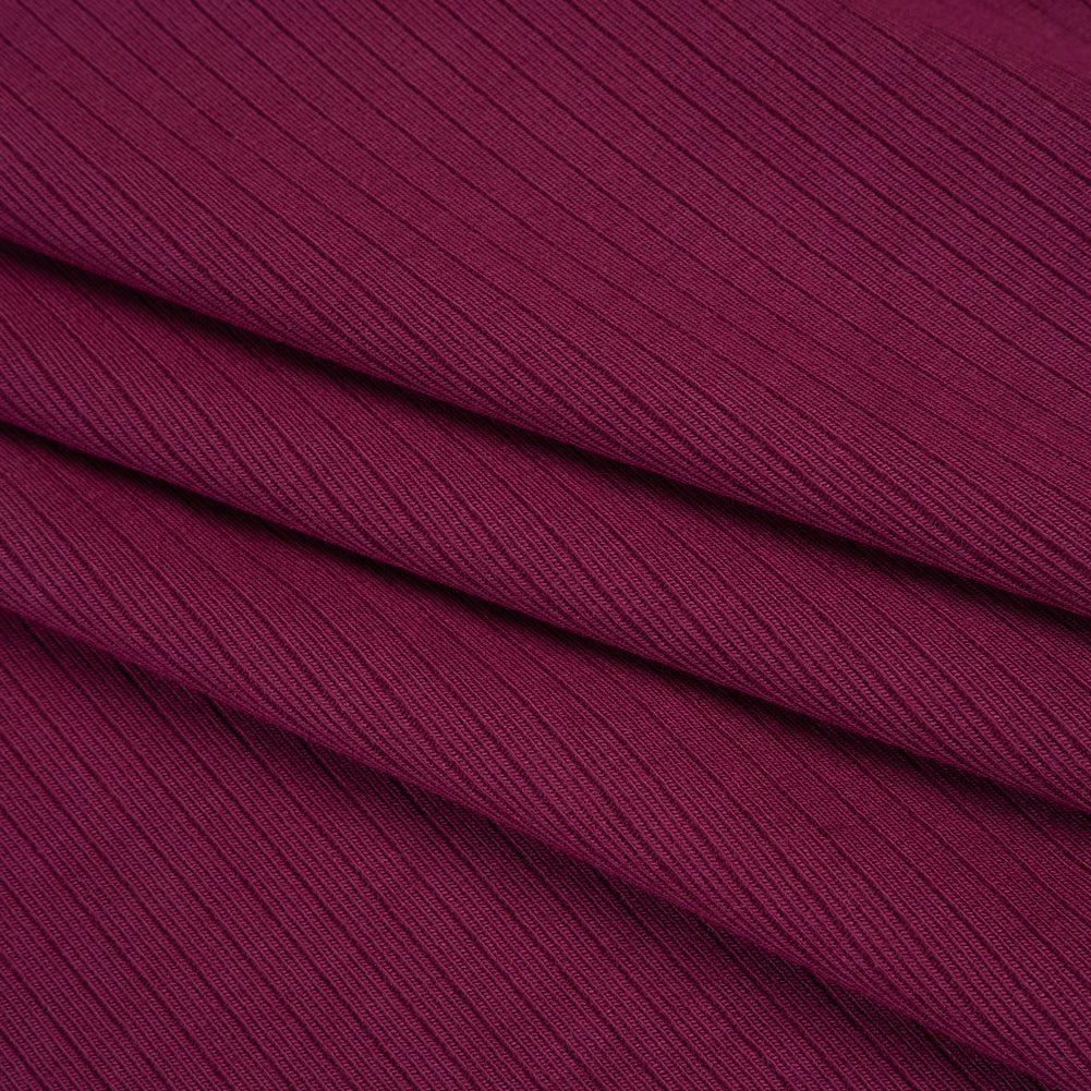 Stretch Polyester and Rayon Ribbed Double Knit - Raspberry Red - Designer Deadstock - Folded Stretch Polyester and Rayon Ribbed Double Knit - Raspberry Red - Designer Deadstock - Folded