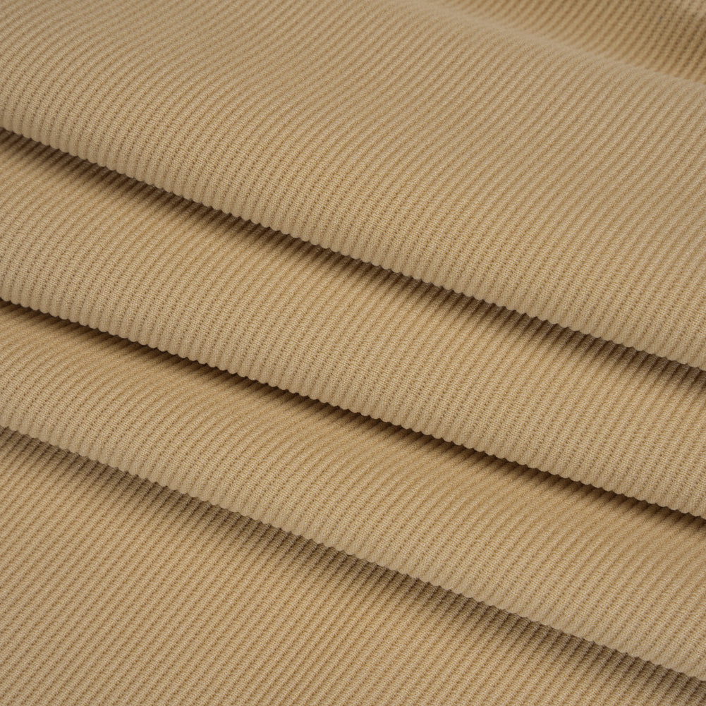 Stretch Polyester Ribbed Double Knit - Camel Brown - Designer Deadstock - Folded Stretch Polyester Ribbed Double Knit - Camel Brown - Designer Deadstock - Folded