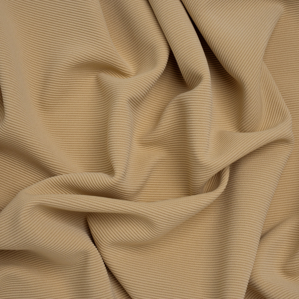 Stretch Polyester Ribbed Double Knit - Camel Brown - Designer Deadstock Stretch Polyester Ribbed Double Knit - Camel Brown - Designer Deadstock