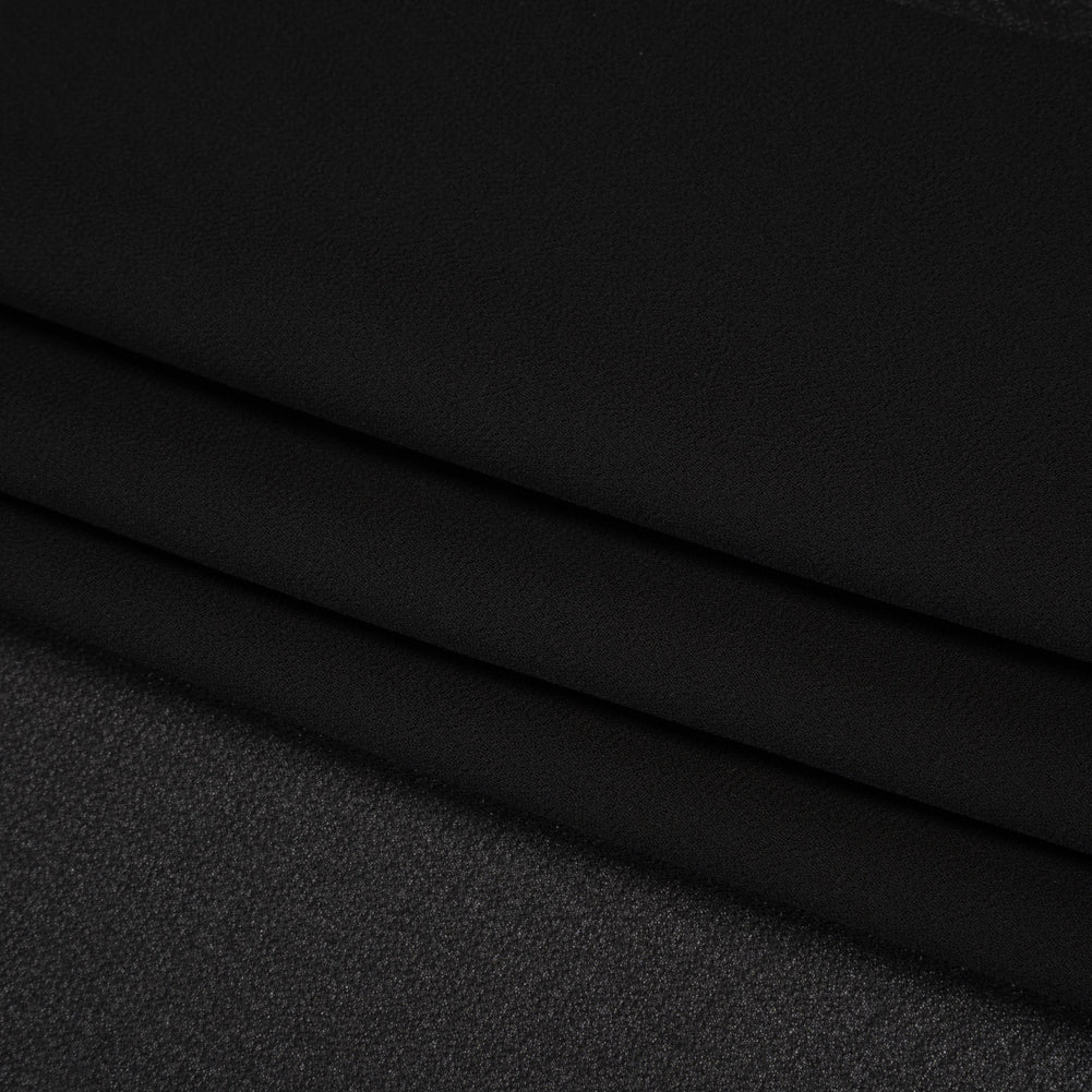 Polyester Georgette - Black - Designer Deadstock - Folded Polyester Georgette - Black - Designer Deadstock - Folded
