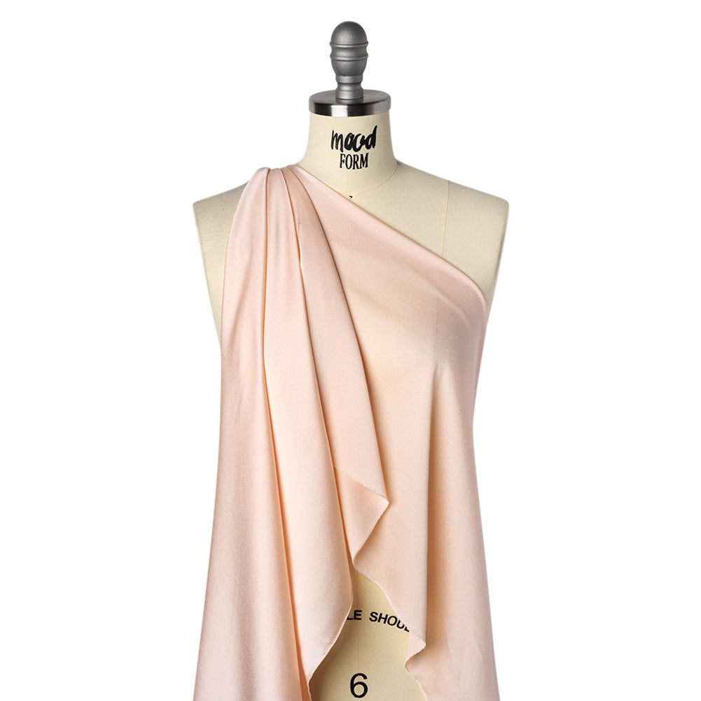 Hammered Polyester Satin - Peach Pink - Designer Deadstock - Drape Hammered Polyester Satin - Peach Pink - Designer Deadstock - Drape