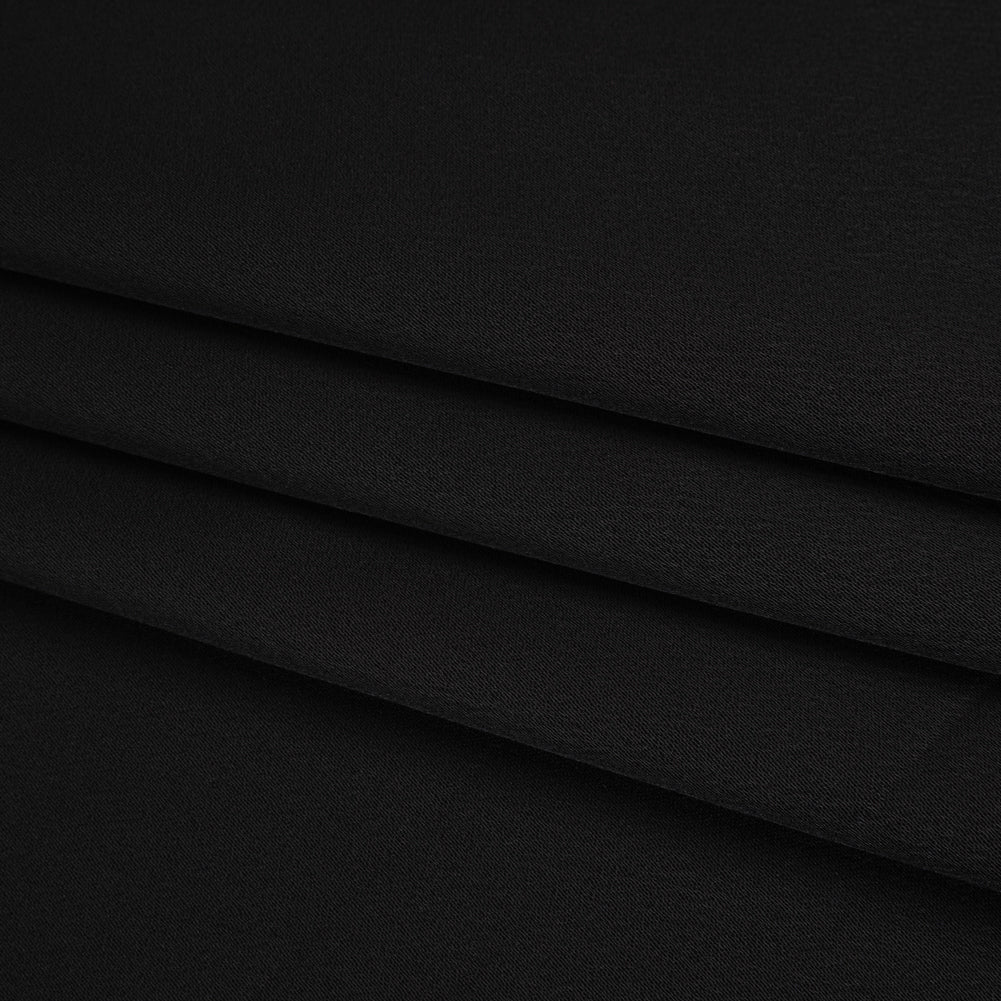 Polyester Crepe Back Satin - Black - Designer Deadstock - Folded Polyester Crepe Back Satin - Black - Designer Deadstock - Folded