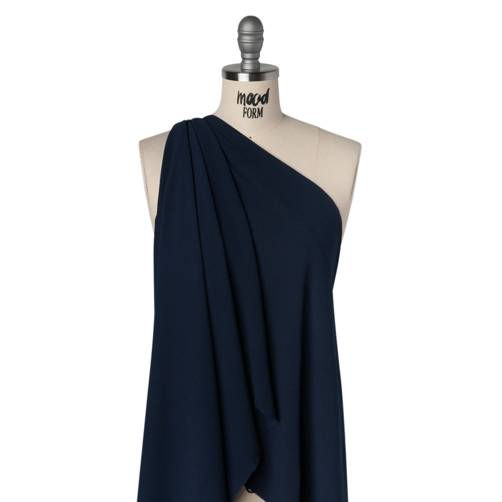 Stretch Polyester Bubble Crepe - Dark Navy Blue - Designer Deadstock - Drape Stretch Polyester Bubble Crepe - Dark Navy Blue - Designer Deadstock - Drape