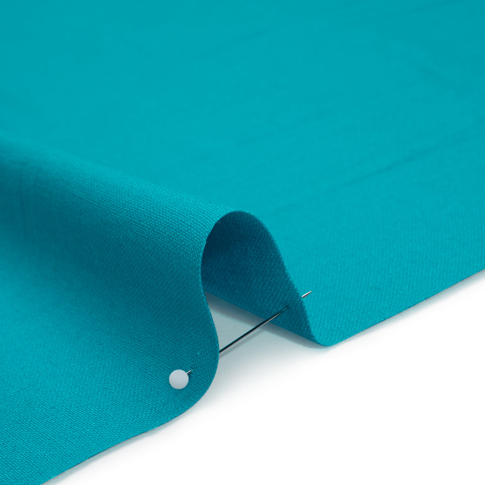 Rayon and Linen Woven - Bright Aqua Blue - Deadstock - Detail Rayon and Linen Woven - Bright Aqua Blue - Deadstock - Detail