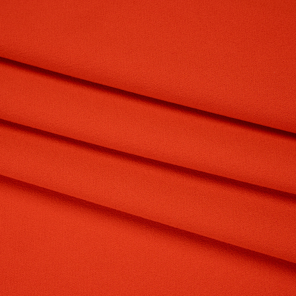 Polyester Satin-Faced Crepe - Coral Orange - Designer Deadstock - Folded Polyester Satin-Faced Crepe - Coral Orange - Designer Deadstock - Folded