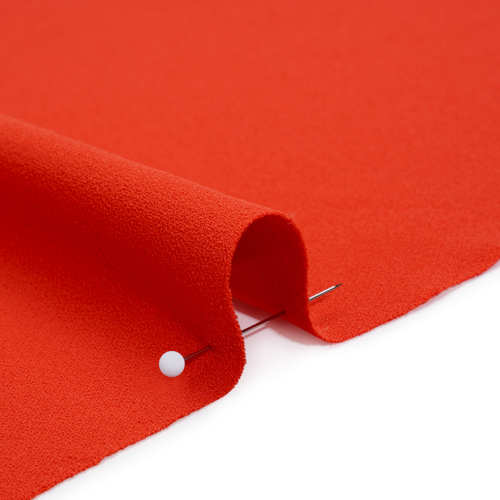 Polyester Satin-Faced Crepe - Coral Orange - Designer Deadstock - Detail Polyester Satin-Faced Crepe - Coral Orange - Designer Deadstock - Detail