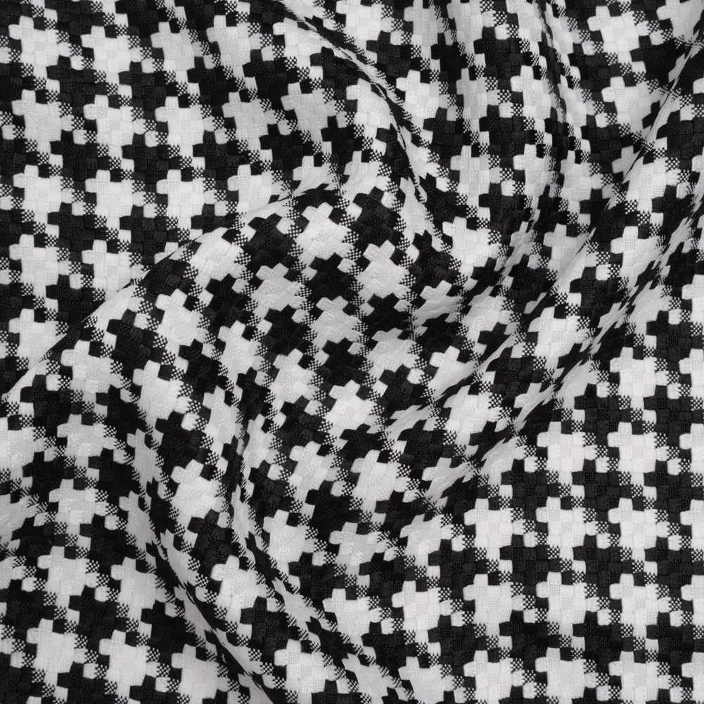 Polyester Woven - Black and White Houndstooth - Designer Deadstock Polyester Woven - Black and White Houndstooth - Designer Deadstock
