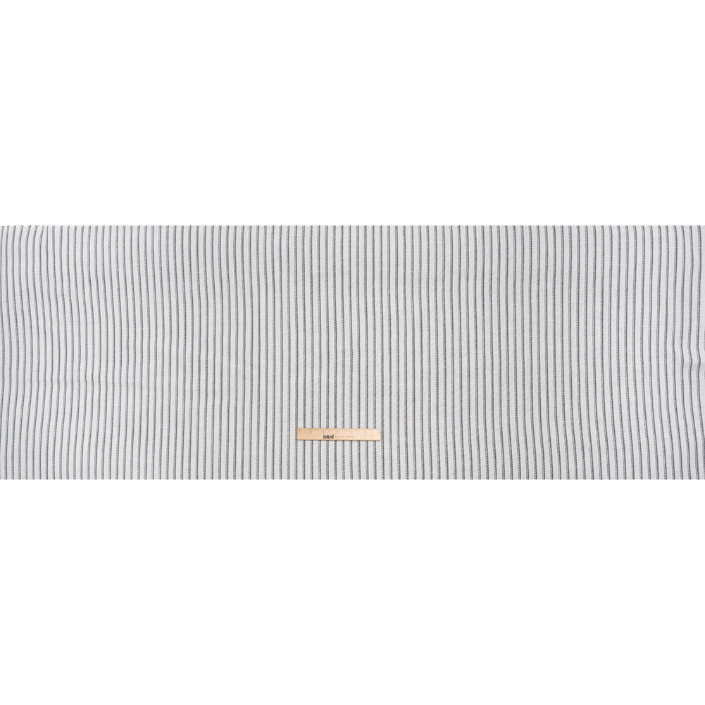 Loose Cotton Twill - Navy Blue and Natural White Balanced Stripes - Designer Deadstock - Full Loose Cotton Twill - Navy Blue and Natural White Balanced Stripes - Designer Deadstock - Full