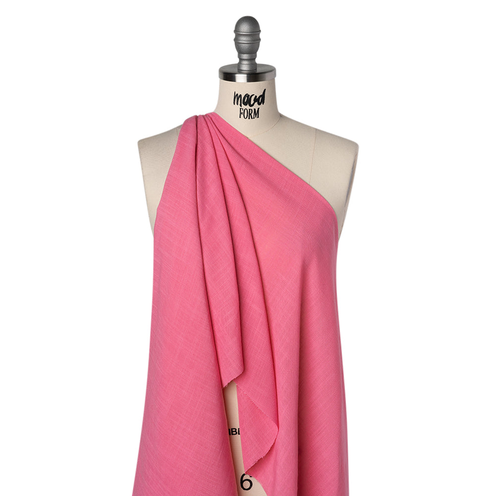 Slubbed Polyester Woven- Hot Pink - Deadstock - Drape Slubbed Polyester Woven- Hot Pink - Deadstock - Drape