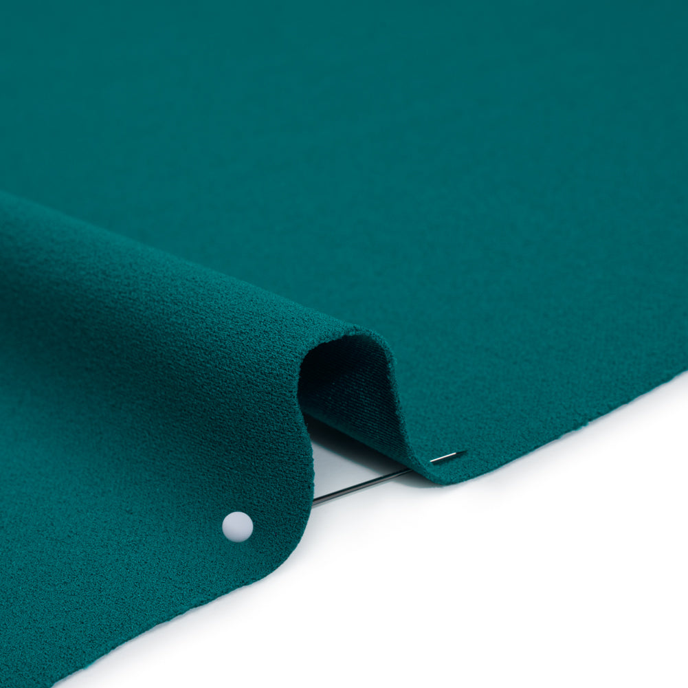 Stretch Polyester Crepe Scuba Knit - Deep Teal Blue - Designer Deadstock - Detail Stretch Polyester Crepe Scuba Knit - Deep Teal Blue - Designer Deadstock - Detail