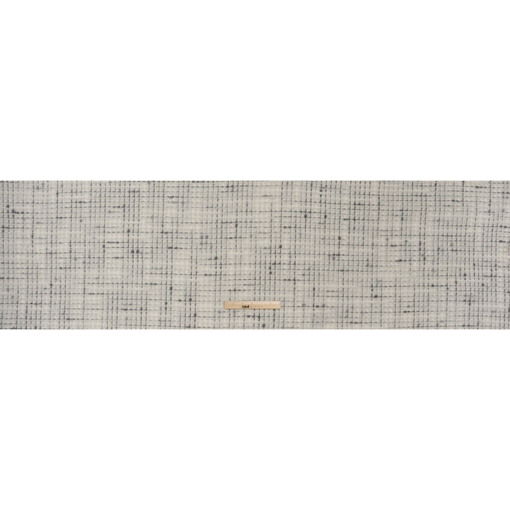 Metallic Wool Blend Boucle Tweed Made in Italy - Ivory, Gray and Silver Plaid - Deadstock Metallic Wool Blend Boucle Tweed Made in Italy - Ivory, Gray and Silver Plaid - Deadstock