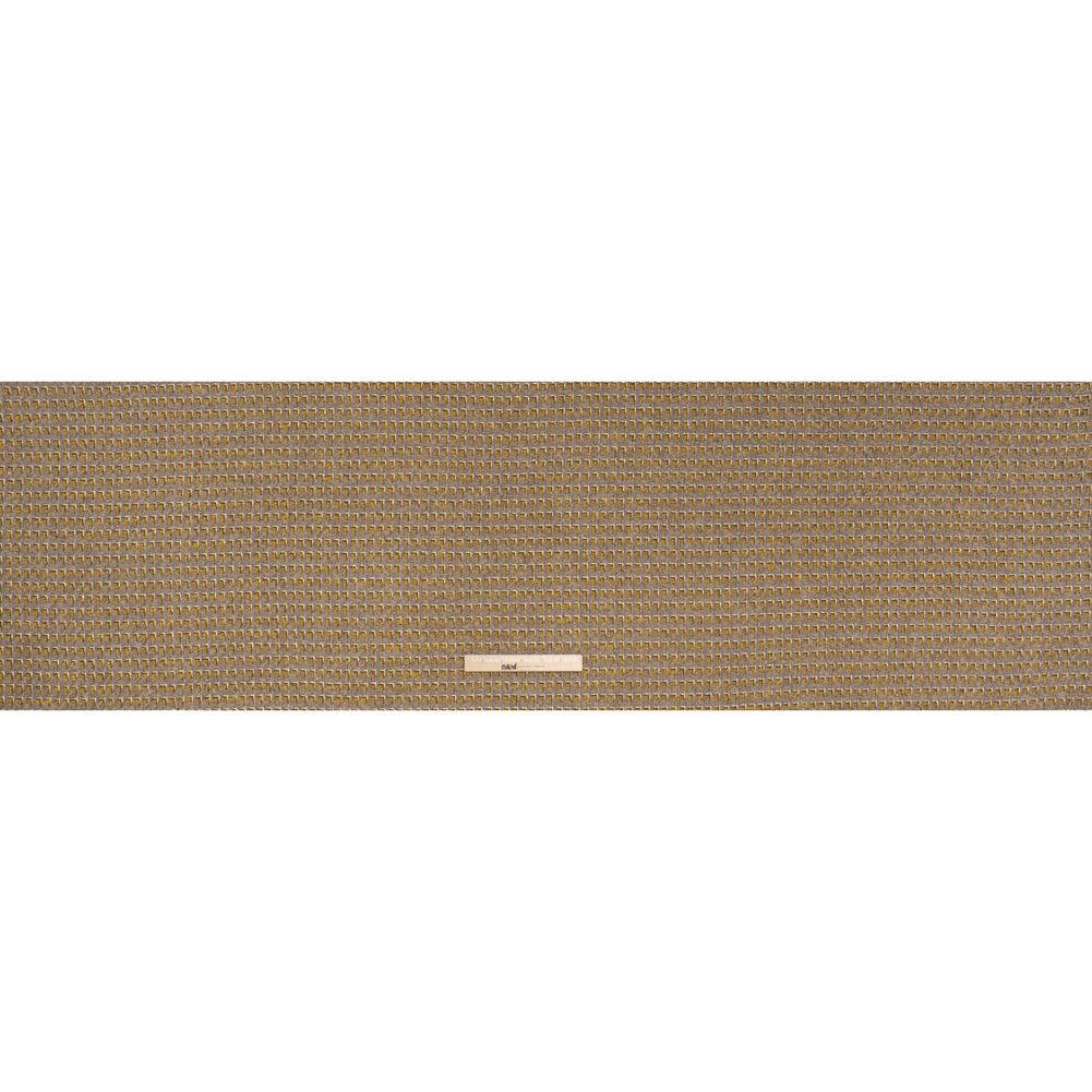 Metallic Wool Blend Tweed Twill Made in Italy - Beige, Yellow Ochre and Gold Zig Zags - Deadstock Metallic Wool Blend Tweed Twill Made in Italy - Beige, Yellow Ochre and Gold Zig Zags - Deadstock