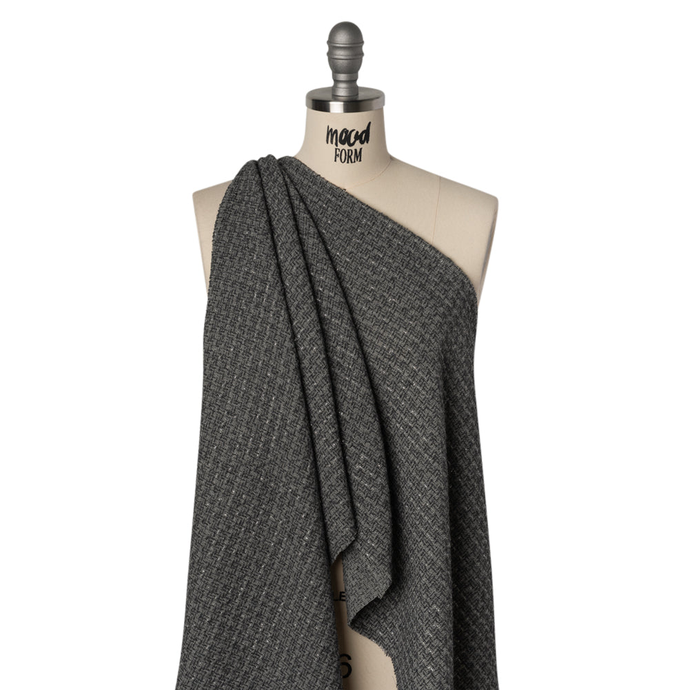Metallic Wool Blend Tweed Boucle Made in Italy - Gray, Charcoal and Silver Heathered - Deadstock Metallic Wool Blend Tweed Boucle Made in Italy - Gray, Charcoal and Silver Heathered - Deadstock