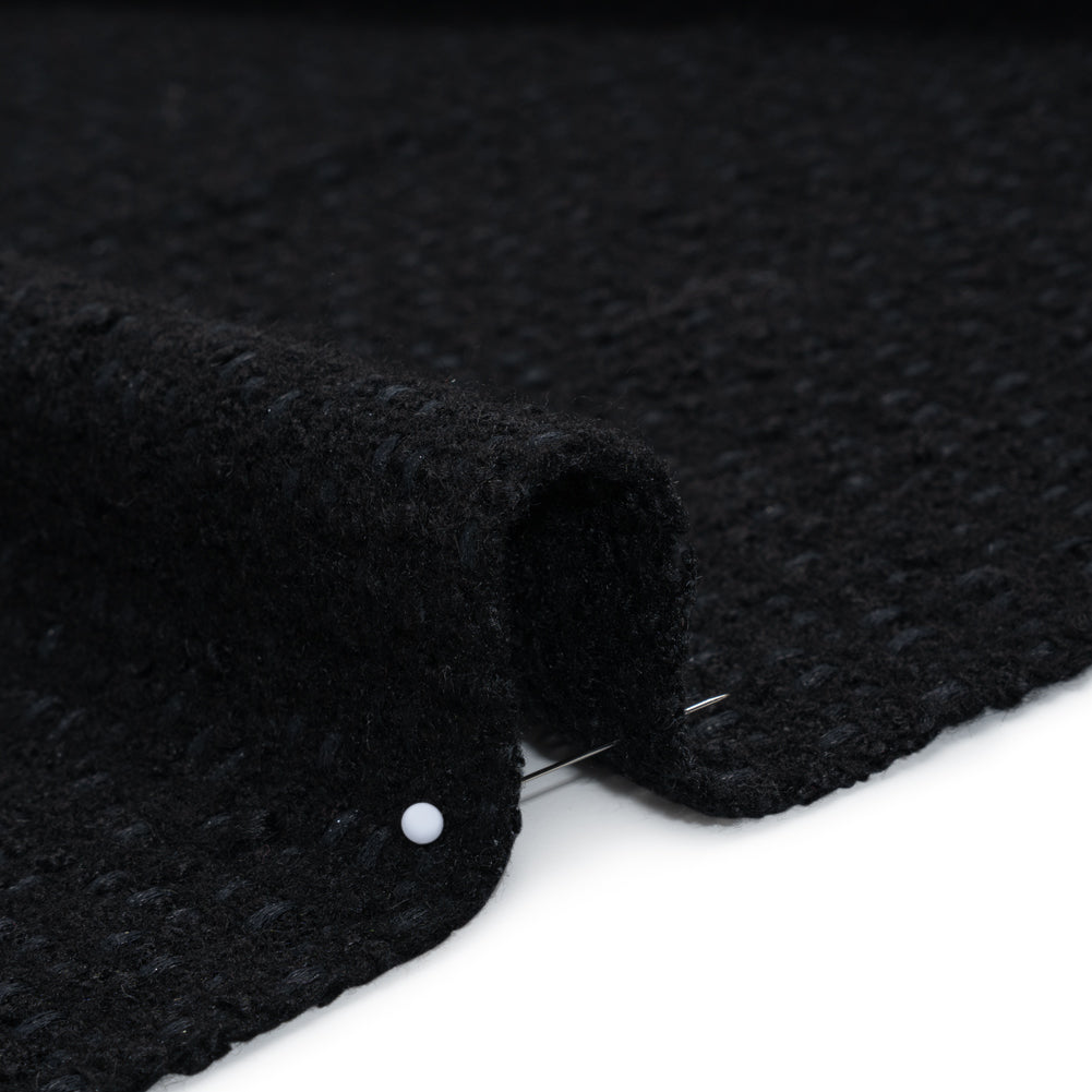 Wool Blend Boucle Tweed - Black - Deadstock Wool Blend Boucle Tweed - Black - Deadstock