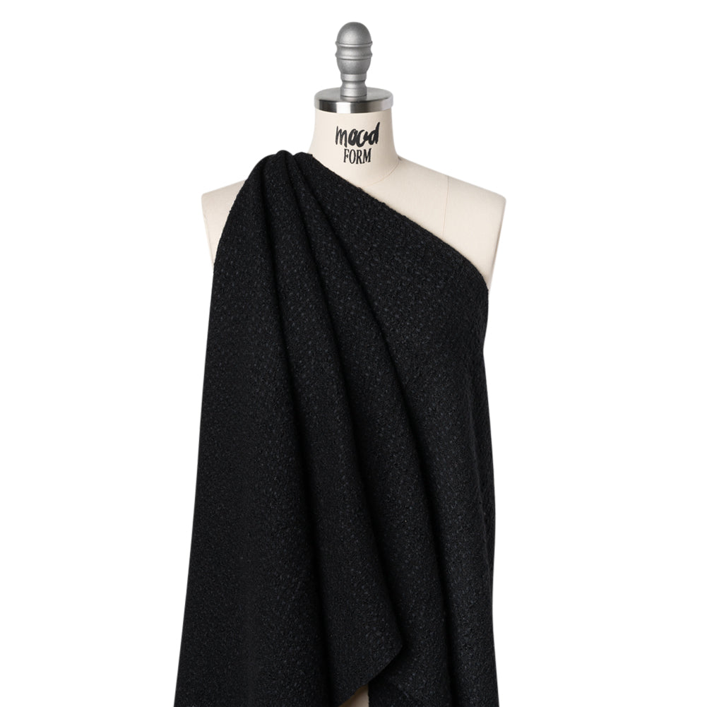 Wool Blend Boucle Tweed - Black - Deadstock Wool Blend Boucle Tweed - Black - Deadstock