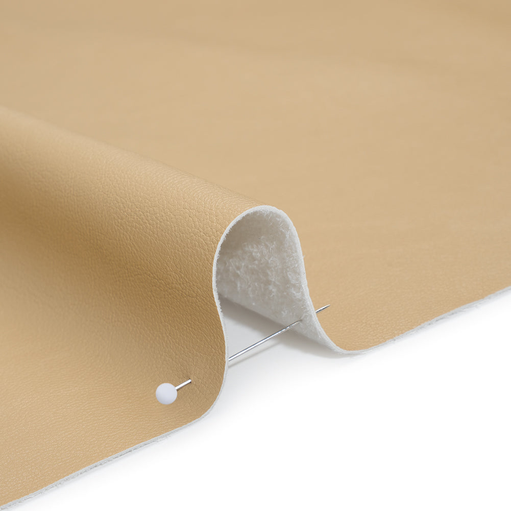 Pebbled Faux Leather with Recycled Polyester Faux Suede Backing - Beige Detail Pebbled Faux Leather with Recycled Polyester Faux Suede Backing - Beige Detail