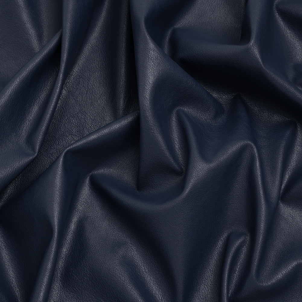 Pebbled Faux Leather with Recycled Polyester Faux Suede Backing - Navy Pebbled Faux Leather with Recycled Polyester Faux Suede Backing - Navy