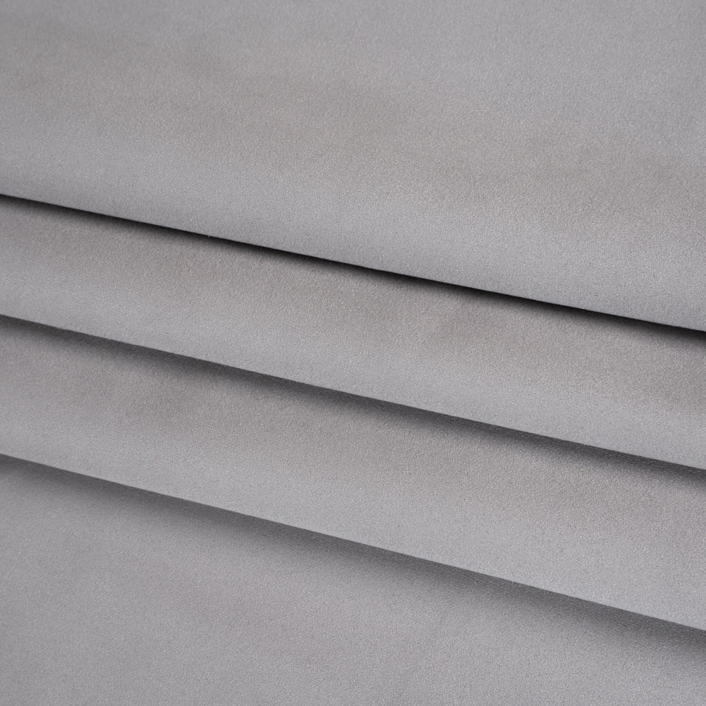 Stretch Recycled Polyester Faux Suede - Silver Folded Stretch Recycled Polyester Faux Suede - Silver Folded
