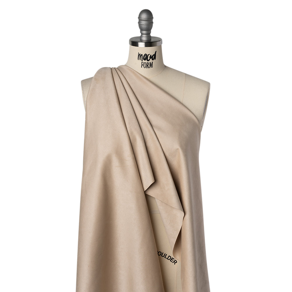 Stretch Recycled Polyester Faux Suede - Pale Beige Drape Stretch Recycled Polyester Faux Suede - Pale Beige Drape