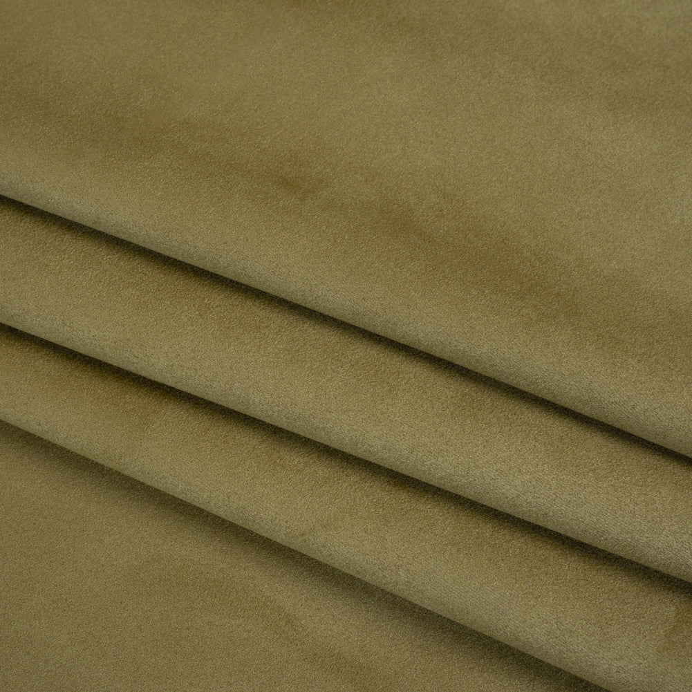 Stretch Recycled Polyester Faux Suede - Olive Folded Stretch Recycled Polyester Faux Suede - Olive Folded
