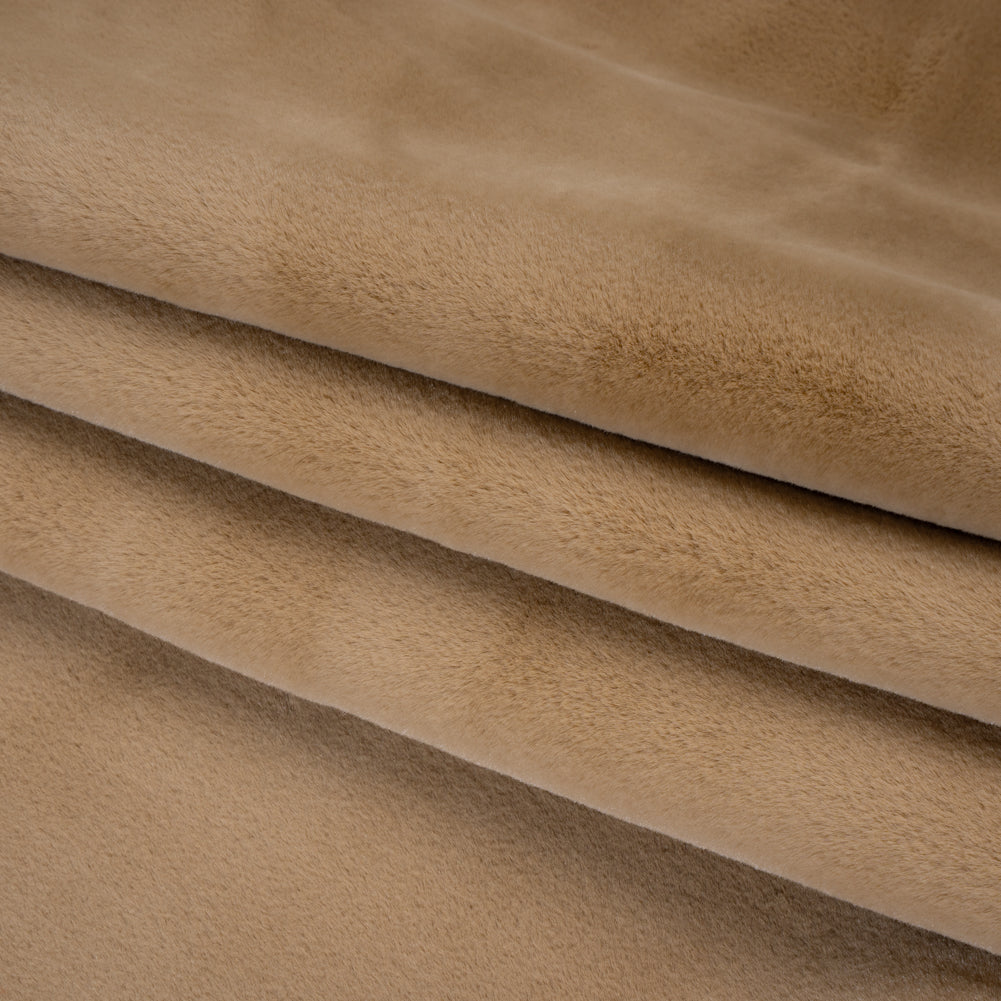 Recycled Polyester Faux Rabbit Fur - Beige Folded Recycled Polyester Faux Rabbit Fur - Beige Folded